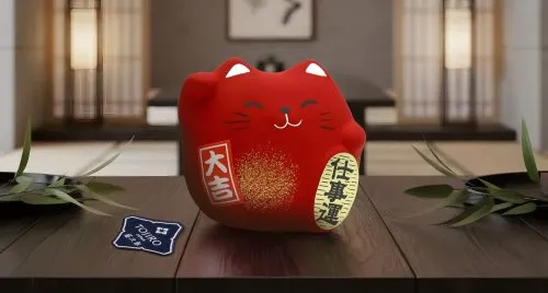 картинка Сувенир Манэки Кот 5 см, ручная работа, Япония MK-06 от магазина Arbalet.ru  фото 2